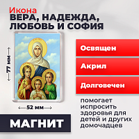 Освященная икона на магните "Вера, Надежда, Любовь и мать их София"